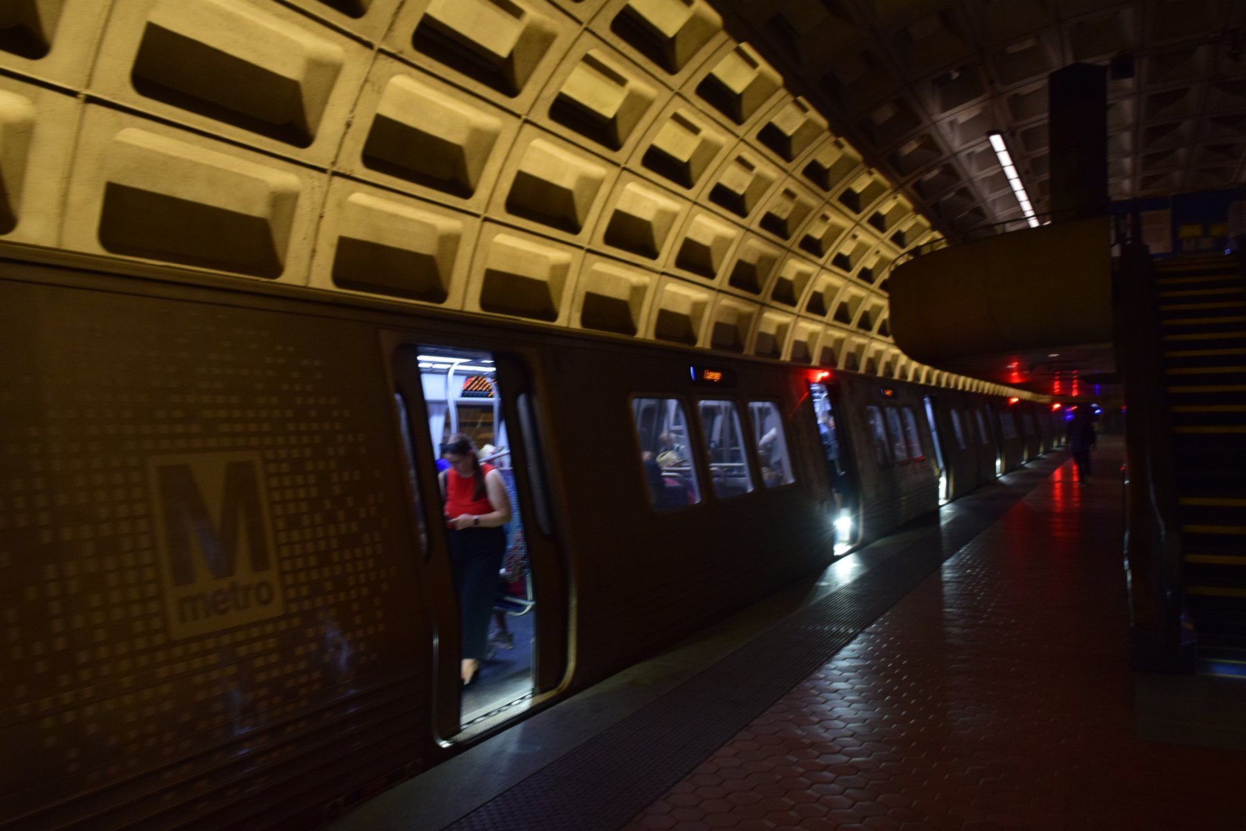 Washington DC underground metro train at the platform